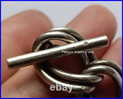 Bracelet Argent Massif Maille Gourmette Poinçon Crabe Vintage 97g