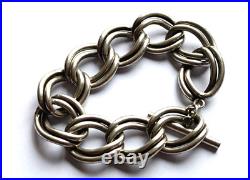 Bracelet Argent Massif Maille Gourmette Poinçon Crabe Vintage 97g