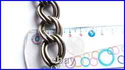 Bracelet Argent Massif Maille Gourmette Poinçon Crabe Vintage 97g