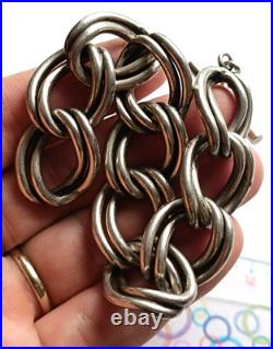 Bracelet Argent Massif Maille Gourmette Poinçon Crabe Vintage 97g