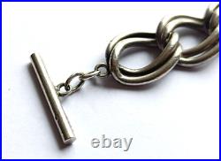 Bracelet Argent Massif Maille Gourmette Poinçon Crabe Vintage 97g