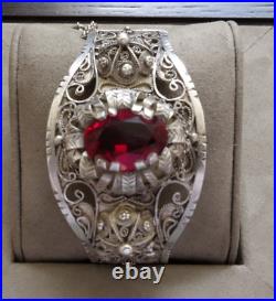 Bracelet En Argent Massif Berbère Kabyle Filigrane Poinçon Crabe Ancien