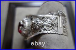 Bracelet En Argent Massif Berbère Kabyle Filigrane Poinçon Crabe Ancien