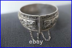 Bracelet En Argent Massif Berbère Maroc Orientaliste Poinçon Crabe