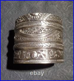 Bracelet Ethnique avec poinçons Argent Massif Berbère Afrique du Nord 120g