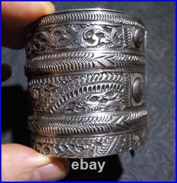 Bracelet Ethnique avec poinçons Argent Massif Berbère Afrique du Nord 120g
