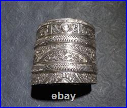 Bracelet Ethnique avec poinçons Argent Massif Berbère Afrique du Nord 120g