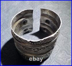 Bracelet Ethnique avec poinçons Argent Massif Berbère Afrique du Nord 120g