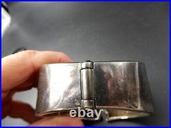 Bracelet Manchette 1980 Argent 925 poinçon & arabesque de Nacre signé Gc 90 gr