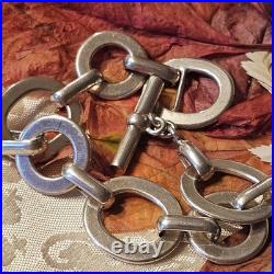 Bracelet Vintage Artisan Argent 925 Fermoir Cabillot Poinçon 20cmx22mm 44,4 G