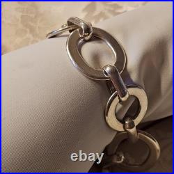 Bracelet Vintage Artisan Argent 925 Fermoir Cabillot Poinçon 20cmx22mm 44,4 G