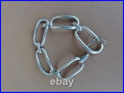 Bracelet Vintage Grosses Mailles Argent Massif Poincon Crabe