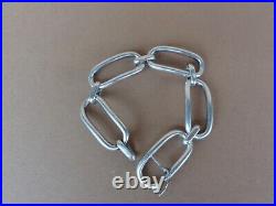 Bracelet Vintage Grosses Mailles Argent Massif Poincon Crabe