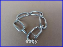 Bracelet Vintage Grosses Mailles Argent Massif Poincon Crabe