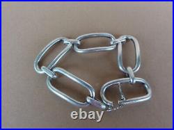 Bracelet Vintage Grosses Mailles Argent Massif Poincon Crabe