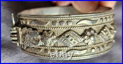 Bracelet manchette XIXème en argent massif Poinçon Minerve & orfèvre 90,3 Gr