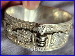 Bracelet manchette XIXème en argent massif Poinçon Minerve & orfèvre 90,3 Gr