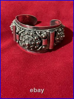 Bracelet orientaliste femme vintage argent massif poinçon et signature