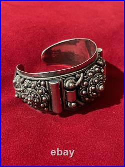 Bracelet orientaliste femme vintage argent massif poinçon et signature