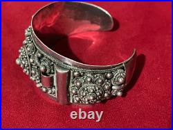 Bracelet orientaliste femme vintage argent massif poinçon et signature