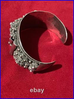 Bracelet orientaliste femme vintage argent massif poinçon et signature