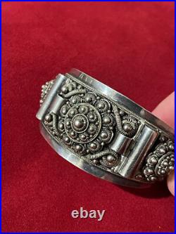 Bracelet orientaliste femme vintage argent massif poinçon et signature