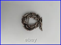 Broche Ancienne Argent 925b Millièmes 12 Gramme Ajouree Feuillage Poincons W992