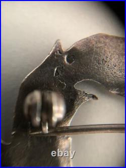 Broche Ancienne Argent 925b Millièmes 12 Gramme Ajouree Feuillage Poincons W992