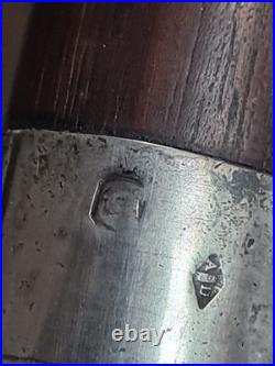 CANNE DE MARCHE ART DÉCO POMMEAU EN ARGENT MASSIF Poinçon MINERVE Palissandre