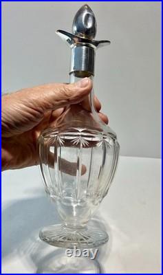 CARAFE ARGENT MASSIF ET CRISTAL 2 BECS VERSEURS POINÇON MINERVE 1er TITRE