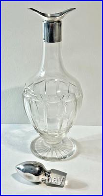 CARAFE ARGENT MASSIF ET CRISTAL 2 BECS VERSEURS POINÇON MINERVE 1er TITRE