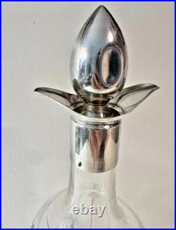 CARAFE ARGENT MASSIF ET CRISTAL 2 BECS VERSEURS POINÇON MINERVE 1er TITRE