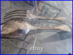 COUVERTS CUILLER ET FOURCHETTE ARGENT MASSIF POINÇON COQ EPOQUE EMPIRE 170 Gr