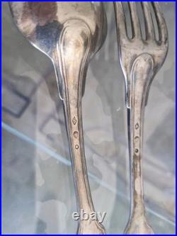COUVERTS CUILLER ET FOURCHETTE ARGENT MASSIF POINÇON COQ EPOQUE EMPIRE 170 Gr