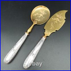 COUVERTS DE SERVICE À GLACE ARGENT MASSIF Poinçon Minerve À Servir Louis XVI COUVERTS DE SERVICE À GLACE ARGENT MASSIF Poinçon Minerve À Servir Louis XVI