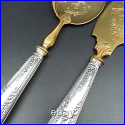 COUVERTS DE SERVICE À GLACE ARGENT MASSIF Poinçon Minerve À Servir Louis XVI