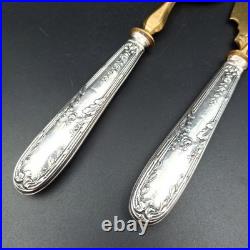 COUVERTS DE SERVICE À GLACE ARGENT MASSIF Poinçon Minerve À Servir Louis XVI