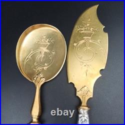 COUVERTS DE SERVICE À GLACE ARGENT MASSIF Poinçon Minerve À Servir Louis XVI