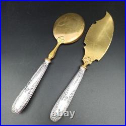 COUVERTS DE SERVICE À GLACE ARGENT MASSIF Poinçon Minerve À Servir Louis XVI