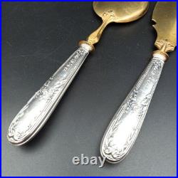 COUVERTS DE SERVICE À GLACE ARGENT MASSIF Poinçon Minerve À Servir Louis XVI