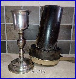 Calice d'église bol argent massif poinçon Coq Fin XIX ème Pied en bronze argenté