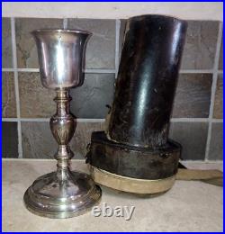 Calice d'église bol argent massif poinçon Coq Fin XIX ème Pied en bronze argenté