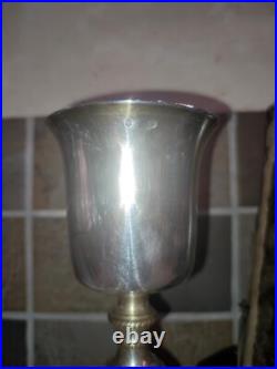 Calice d'église bol argent massif poinçon Coq Fin XIX ème Pied en bronze argenté