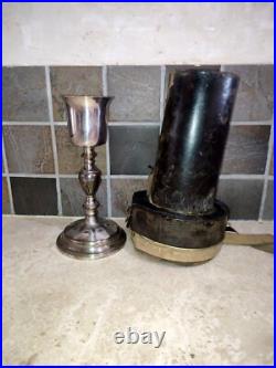 Calice d'église bol argent massif poinçon Coq Fin XIX ème Pied en bronze argenté