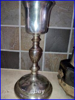 Calice d'église bol argent massif poinçon Coq Fin XIX ème Pied en bronze argenté