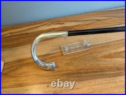 Canne argent 800 Art Nouveau bec de corbin poinçon monogramme