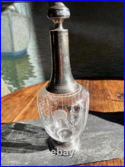 Carafe Cristal Taillé & Argent Massif Poinçon Minerve Silver & Crystal