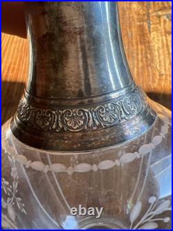 Carafe Cristal Taillé & Argent Massif Poinçon Minerve Silver & Crystal