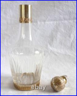 Carafe à liqueur cristal de Baccarat & argent massif doré poinçon Minerve