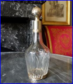 Carafe à liqueur cristal de Baccarat & argent massif doré poinçon Minerve
